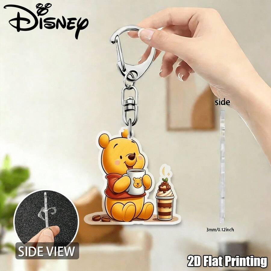 Disney 2D平面设计，1件装迪士尼小熊维尼时尚配饰，实用轻便耐用材质钥匙扣，2D平面印刷。 - 彩色 - 查看 1