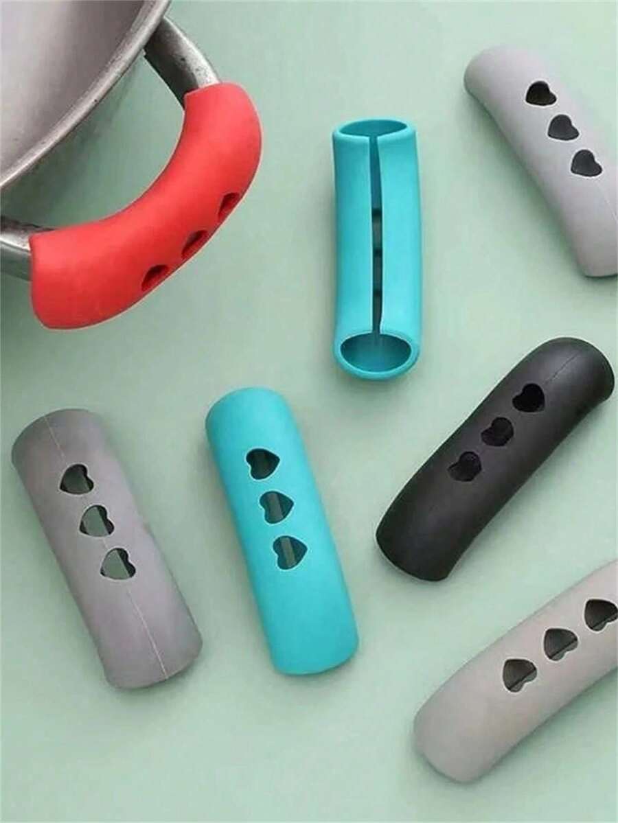 2pcs Silicone Pot Handle Covers, Creative Hollow Heart Shaped Heat Resistant Non-Slip Pot Handle Protectors, Suitable For Kitchen/Cooking Utensils/Oven Mitts And Trivets/Kitchen Accessories/Kitchen/Holiday Essential/Home/Camping - View 1