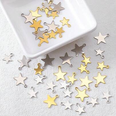 20/50pcs Stainless Steel Star/Pentagram Pendant, DIY Jewelry Findings For Making Women Bracelets, Necklaces, Earrings