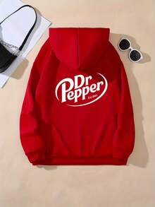 Letter Graphic Cute Women's Oversized Hoodie In Light Grey, Y2K Style Fall/Winter Clothes For Women  Women Winter Clotheshoodie,Christmas Outfit WomenchristmasWomen's Oversized Hoodie - 紅色1 - 查看 3