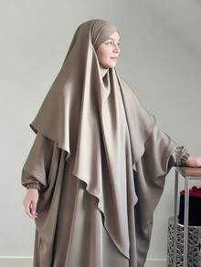 两件套头巾+长袍组合套装，长袍袖口带松紧带，胸围230厘米，衣长143厘米，宽松舒适，头巾长140厘米 - 彩色 - 查看 12