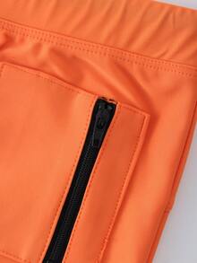 Bañador sexy para hombre de talla grande con bolsillos delanteros y cremallera, pantalones cortos deportivos para la playa - Naranja - Ver 3