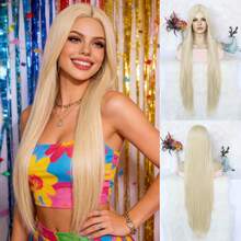 High-Temperature Fiber Heat-Resistant Easy-Styling Versatile Voluminous Long Straight Golden Wig, Suitable For Daily Outings, Dates, Cosplay And Other Occasions - Champagne - View 1