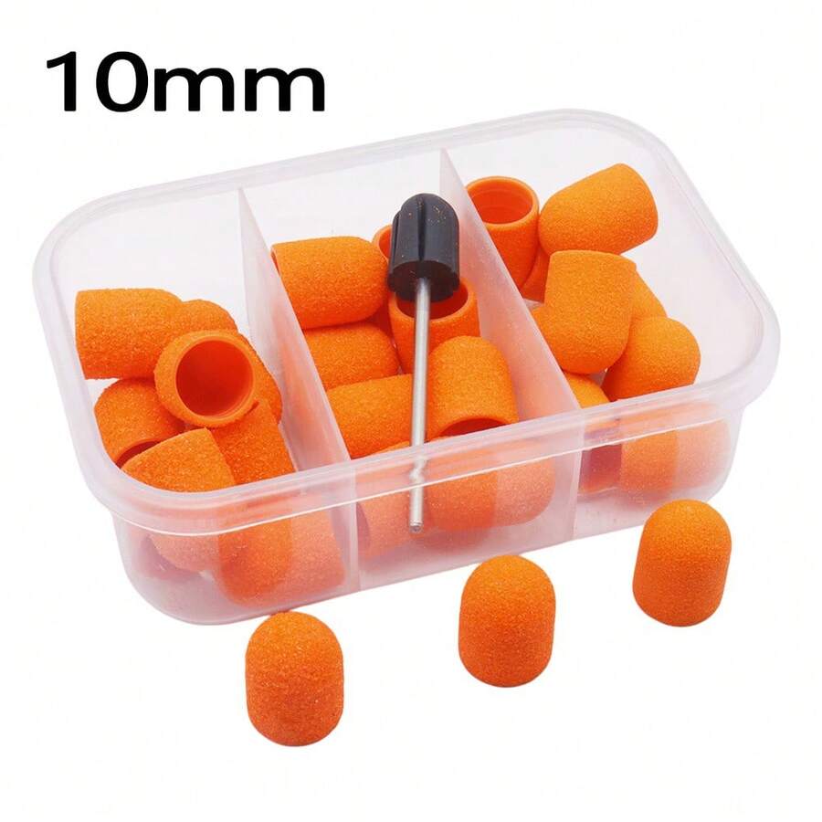 Easy Nail New 30pcs 10mm Nail Sanding Caps With 1pc Bit For Foot File Remover Manicure Pedicure Nail Polishing Burr Home Salon Use,