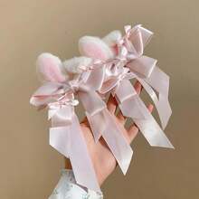 1个可爱女孩芭蕾舞风格蝴蝶结发夹，多功能双马尾丝带发饰 - 彩色 - 查看 4