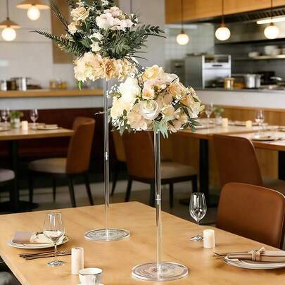 Transparent Single-Column Acrylic Crystal Center Decor, Wedding Table Centerpiece Floral Stand, Transparent Column For Wedding Event Party Floral Decoration, Restaurant Holiday Decor