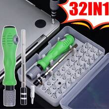 32-In-1 Precision Screwdriver Set - Mini Magnetic And Flat Head Screwdrivers, Ideal For Repairing Cars, Furniture, Smartphones, Cameras, And Essential Industrial & Household Tool - Green - View 1