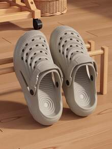 Sandalias casuales de hombre MAOLI de unicolor, con cordones, puntera redonda, sin talón, lados perforados para ventilación, suela gruesa para aumentar la altura, sandalias unisex para parejas para deportes acuáticos al aire libre con soporte de arco - Caqui - Ver 6