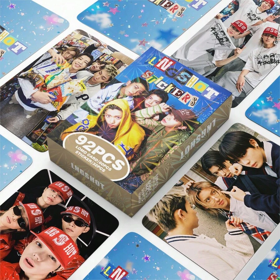 92张LNGSHOT偶像小卡、贴纸、LOMO卡、粉丝贺卡、Kpop、SKZ、卡片、小卡、TWICE、绘画 - 彩色 - 查看 1