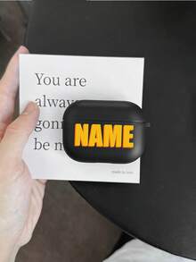 1pc Customized Text Earphone Case, Personalized Text, Name, Title, TPU Soft Earphone Protector Case, Customizable Font & Color, DIY Anniversary, Compatible With Apple Earphone 1/2/3/4/Pro/Pro2 - Black - View 2