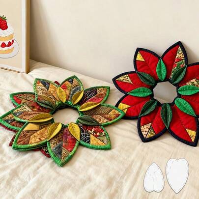 2pcs Floral Quilting Template - Transparent PET Creative Patchwork Template, Vibrant Floral And Geometric Patterns, Suitable For DIY Crafters And Sewing Enthusiasts, Quilting Template Sewing Accessories