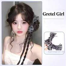 Kẹp tóc đuôi ngựa giả trông tự nhiên, kiểu tóc tết bên hông, búi hoa, nơ cài tóc. - Nhiều màu - Xem 7