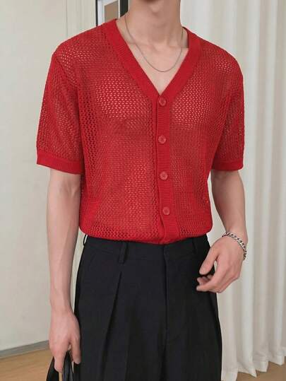 Cardigan la modă, cu mânecă scurtă, casual, minimalist, versatil, confortabil, cu scobitură, culoare solidă, primăvară/vară