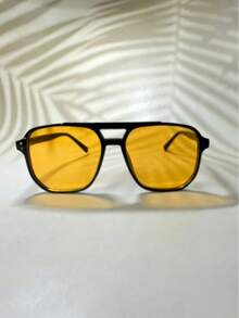 Bright Orange Men's Fashion Glasses, Suitable For Daily, Vacation And Photography - Burnt Orange - View 3