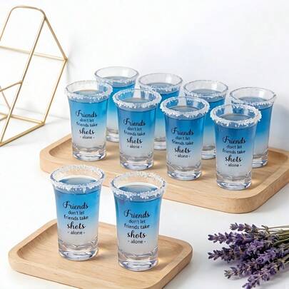 6个透明字母塑料杯，1.2盎司派对杯，不易碎透明塑料威士忌杯，适用于龙舌兰酒、鸡尾酒和烈酒，适合作为派对/酒吧/乔迁礼物