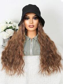 26 Inch Long Body Wave Brown Wig With Integrated Bucket Hat, Synthetic Fiber Wig For Women - Brown - View 5