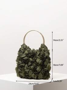 Floral Pop Metal Ring Bag Charms, Elegant Women's Wallet, Gala Night Party Outfits, Prom Bag And Accessories, Wedding Items, Gifts For Women (Patterns Randomly Assorted) - Green - View 8
