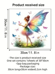 1pc Dreamy Rainbow Butterfly Fairy & Pink Heart Girl Wall Sticker, Glossy PVC Material, Suitable For Home Living Room Wall, Self-Adhesive Removable, Creates Romantic Atmosphere Decor Sticker - Multiple Styles - View 3