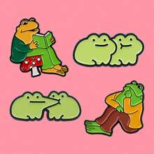 Süße Tier Frosch Emaille Anstecknadeln, witzige Cartoon Kröte Brosche Anstecknadel für Rucksack, Kleidung, Accessoires, Mode Schmuck, Freundschaftsgeschenke - Grün - Übersicht 2