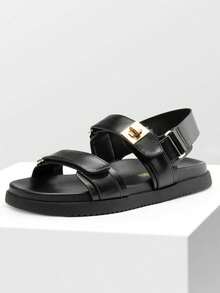 Flat Sandals For Women Comfortable Open Toe Summer Sandals Adjustable Fashion Cute Casual Sandals Shoes - màu đen - Xem 4