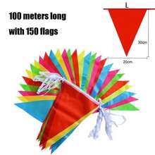 50-300m Colorful Triangle Flag Garland Decoration, Theme Birthday Party, Outdoor Event, Anniversary Celebration - Multicolor - View 16