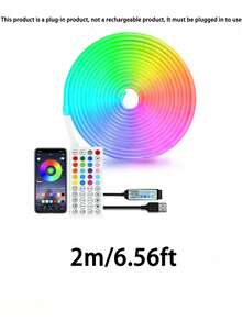1pc Neon Light Strip, LED Light Bar, App Controlled, Comes With 44-Key Remote, Music Sync, Flexible DIY Design, Suitable For Bedroom, Living Room, Game Room, Party Decor, Holiday & Christmas Decor - Multicolor - View 13