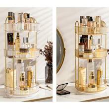 360 Degree Rotating Multi-Functional Makeup Organizer, Large Capacity Bathroom Storage Rack, Vanity Makeup Organizer - Multicolor - View 13