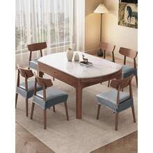 Genina - Juego de 6 fundas para sillas de comedor impermeables de piel sintética elásticas limpiables para asientos de comedor para sillas de cocina diseño con cubierta trasera color gris - Gris Oscuro - Ver 2