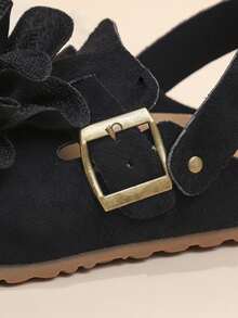 Girls/Kids' Casual Slip-On Flat Mule Sandals, Suitable For All Seasons - Black - View 8