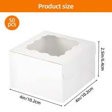 Tomnk 50/100/150pcs White Cookie Boxes With 3 Style Window, 4x4x2.5 Inch Small Bakery Boxes, For Dessert, Chocolate Strawberries Donuts And Party Favor, Gift Boxes, Wedding Cookie Boxes, Mother's Day - 紙盒 - 查看 13