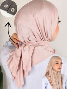 1 pieza/2 piezas Pañuelo de cabeza de unicolor y práctico para mujer, pañuelo de rezo islámico, versátil para uso diario con vestido - Práctico pañuelo en la cabeza de color liso. - Ver 13