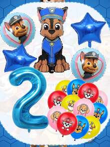 Bộ trang trí bóng bay chủ đề Paw Patrol - Bóng bay số lớn màu xanh dương 32 inch, bóng bay cao su cao cấp 12 inch in hình các nhân vật Chase, Mar Shall, Rubble, Skye, hoàn hảo cho tiệc sinh nhật, lễ hội, lễ tốt nghiệp, kỷ niệm và tất cả các loại tụ họp lễ hội, đồ dùng tiệc cho mọi lứa tuổi, đạo cụ phông nền chụp ảnh, dễ dàng bơm hơi và lắp ráp cho các sự kiện trong nhà và ngoài trời. - Chase Balloon - Xem 20