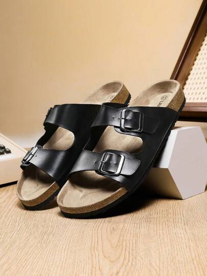 男士时尚软木底舒适凉鞋，一脚蹬穆勒拖鞋，适合夏季户外沙滩漫步，男女通用情侣鞋