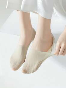 5 Pairs Women's Breathable Silicone Non-Slip Ultra-Thin Elastic Ice Silk Low-Cut Invisible Socks, High Quality, Spring/Summer - Multicolor - View 4