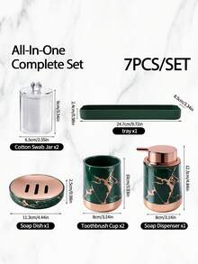 1/4/7 piezas Dispensador de jabón líquido de baño con textura de mármol, bomba de jabón dorada, botella de lavado de manos de cocina de cerámica con textura de mármol, botellas dispensadoras de jabón líquido con bomba - Versión de mármol - Ver 20