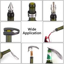 5件套瓶形葡萄酒盒，带防滴漏环、锡箔切割器、倒酒器和瓶塞，不锈钢材质 - 黑色 - 查看 6