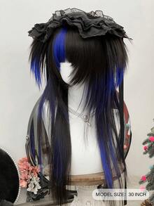 alicegarden 30-Inch Long Synthetic Wig Featuring A Natural Straight Style A Stunning Multicolor. Designed With Bangs , This False Hairpiece Is Perfect For Ms Daily Use, Offering A Natural And Realistic Appearance That Mimics Gift For Ladies. (No Accessories) - Multicolor - View 2