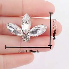 1pc White Crystal Rhinestone Sticker, Multi-Size, Flower Hotfix Rhinestone DIY Clothing, Shoes, Bags, Jewelry Accessories - Multiple Styles - View 9