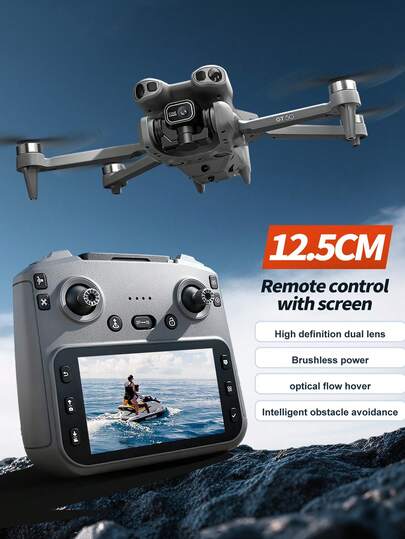 New Brushless Dual Camera Drone, Brushless Motors Quadcopter,4.3-Inch Large Fpv Transmission Remote Control,Electronic Anti-Shake Dual Lenses, A Long-Lasting High-Capacity Battery, And Featuring Optical Flow Hovering, Headless Mode, Gesture Photography,Ideal Gift For Teenagers Holiday And Birthady Gift