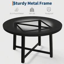 Mesa de comedor redonda 47 pulgadas para 4 - Mesa de cocina ahorro espacio con marco de metal resistente y madera superior, para pequeño comedor y apartamento. - Negro - Ver 5