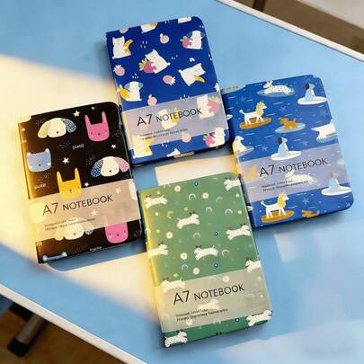 4 okładki na notesy z motywem zwierząt w formacie A7. 188 stron / 80 GSM, przenośny i wodoodporny notes. Idealny prezent dla uczniów na Nowy Rok, Walentynki, Wielkanoc. Powrót do szkoły, pomoce naukowe.