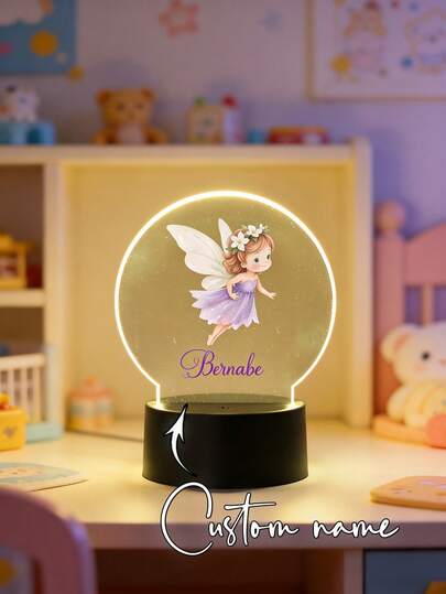 1 Peça Luminária Noturna Personalizada com Nome, Design de Fada, Efeito Visual 3D e Lâmpada LED, Iluminação Morna e Suave, Luminária Decorativa de Mesa, Adequada para Meninas, Professores, Crianças, Casais, Amigos, Família, Animais de Estimação, Aniversário, Formatura, Presentes de Volta às Aulas