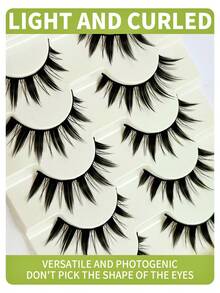 Five Pairs Of Thick And Glossy False Eyelashes, Soft And Natural, Light And Flowing, Easily Creating A Big-Eyed Effect. Waterproof Fur-Like Eyelashes, Suitable For Date And Party Wear. - View 5
