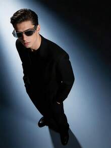 Prada Men's Large Square Frame, Black Acetate Frame, Luxurious Designer Style, Perfect For Summer Beach And Street Fashion. - Black - View 8