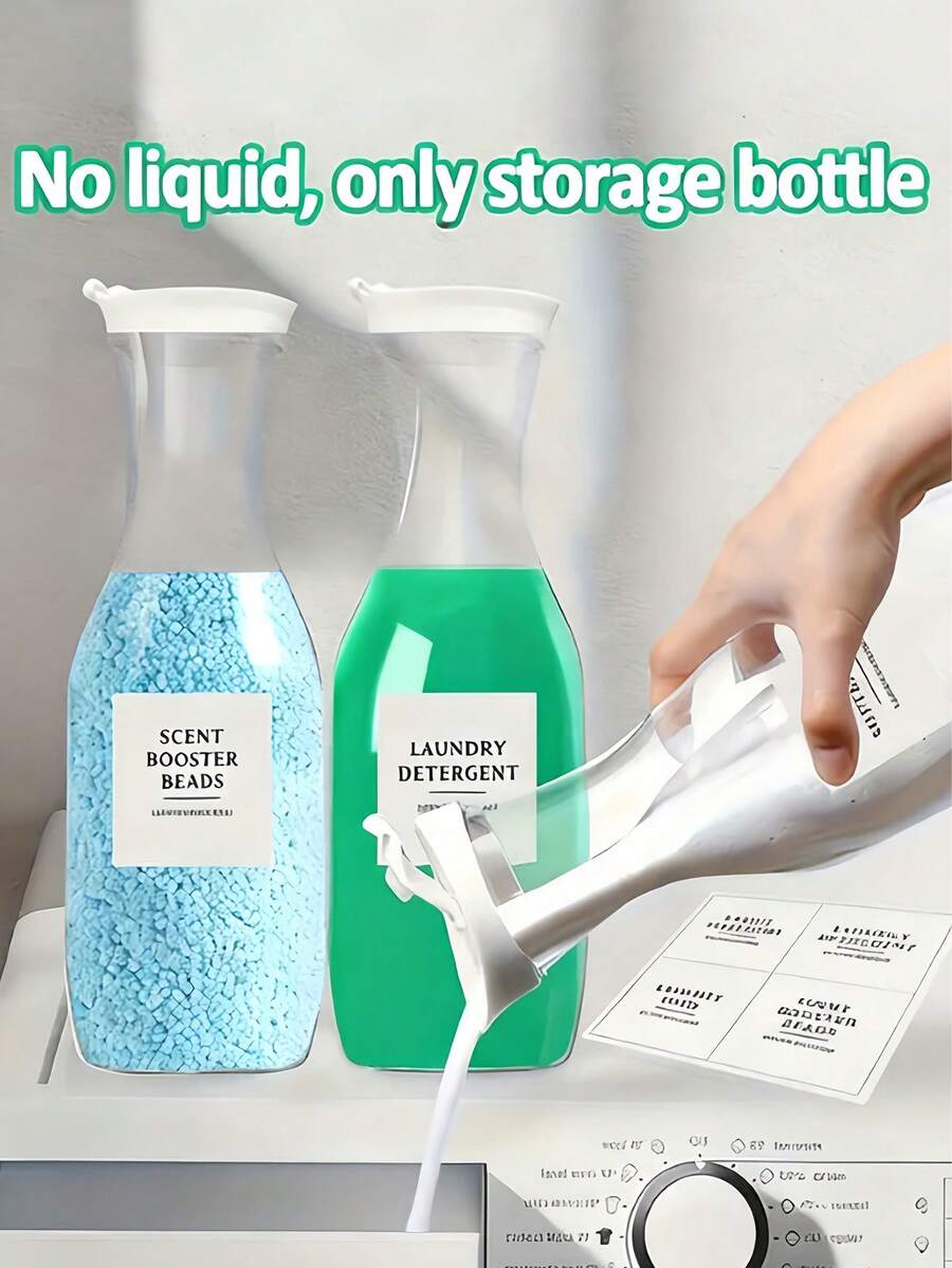 塑膠洗衣液分配器 可補充式洗衣粉容器瓶 適用於肥皂香氛增強劑 柔軟劑 液體洗衣液容器 家用收納整理盒 適合女性男性 洗衣房浴室配件裝飾 廚房配件