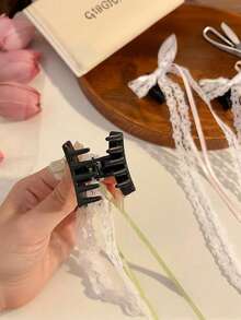 Cute Lace Ribbon Bow Hair Clip, Elegant Design Suitable For Valentine's Day Or Daily Use - Multicolor - View 4