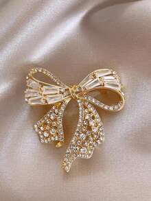 1枚优雅蝴蝶锆石胸针，防滑西装配饰，高端精致女士胸花别针 - 完美礼物 - 金色 - 查看 6