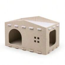 Cama y tabla rascadora plegable de fieltro 2 en 1, casa cerrada para gatos adecuada para gatos pequeños y medianos - Multicolor - Ver 11