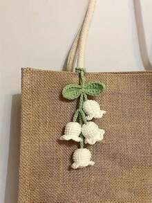 Handcrafted Crochet Lily Flower Pendant - Acrylic Woven Charm For DiY Car Decor Perfect Women's Gift Accessories Interior Car Accessories For Women Winter - 1 cái - Xem 6