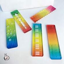 1 set de règle en acrylique, règle de poche de couleur bonbon, mini règle avec motif vague pour agenda, transparente - Règle aux couleurs de bonbon - Voir 5